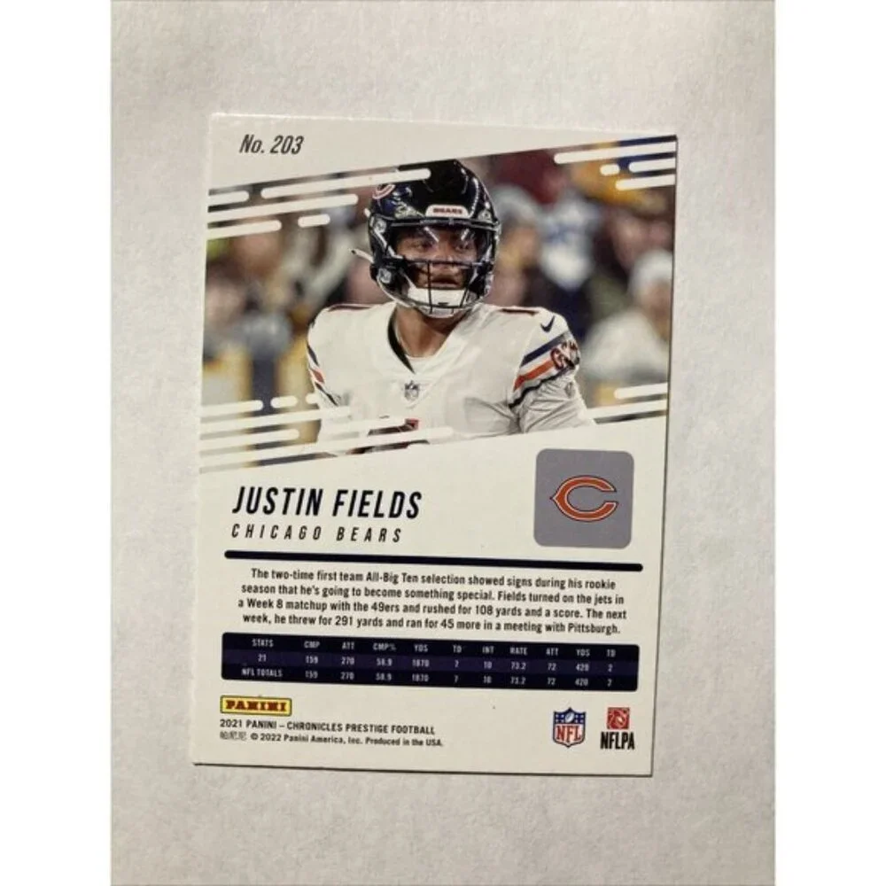 Justin Fields 2021 Panini Prestige RC #203 Steelers Bronze Foil Rookie